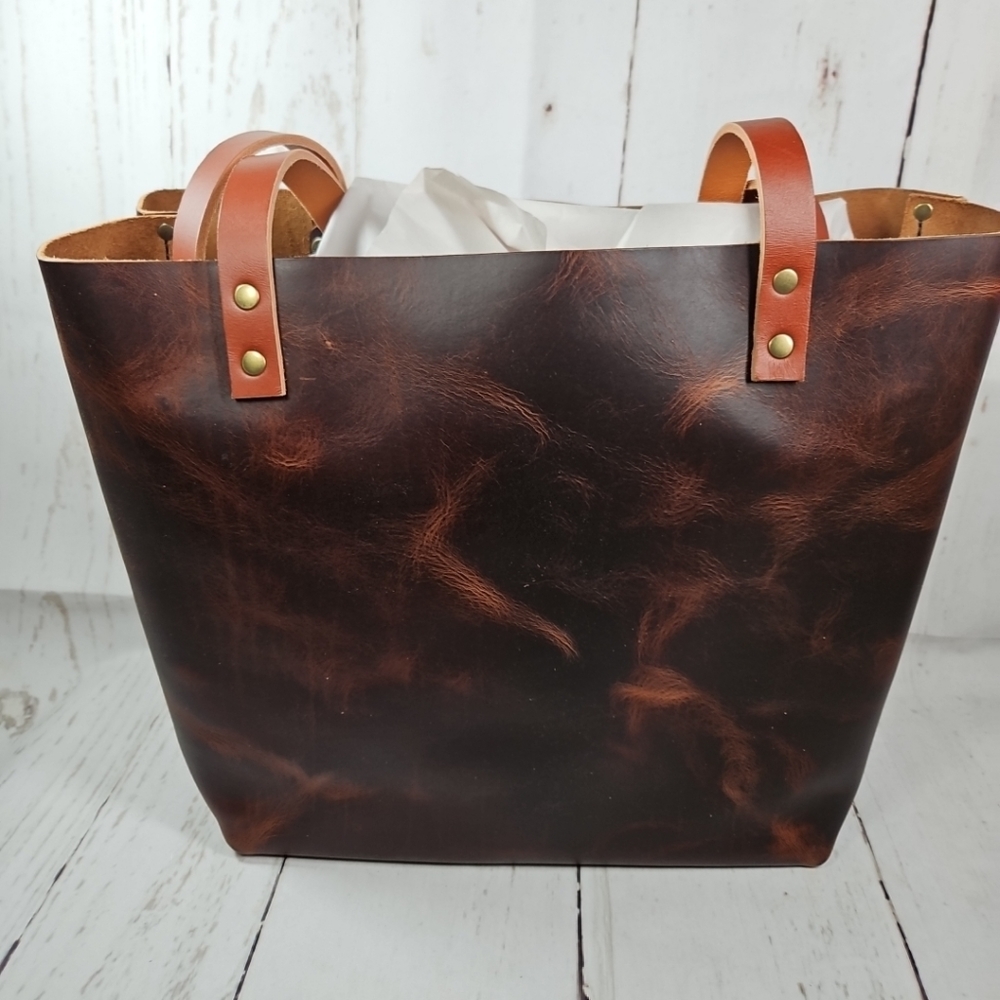 Portland Leather Goods Classic Large Tote Timber Brown Smooth Leather w/ pull-up